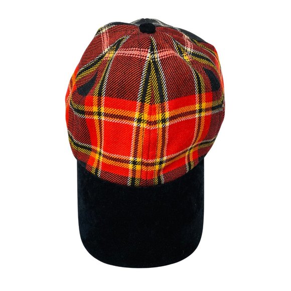 The House of Edgar Red Tartan Plaid Ball Cap Black Velvet Visor - Picture 2 of 6